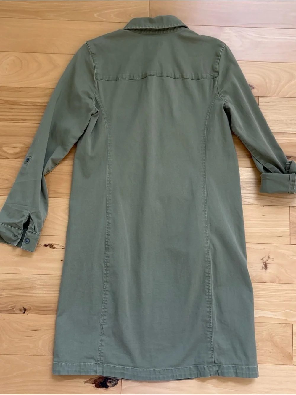 J. Jill Live In Chino Olive Green Button-Front Tab Shirt Dress Size 8